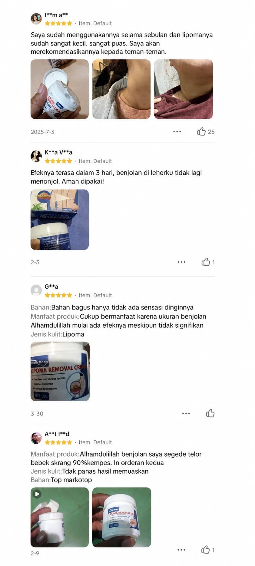 Kumpulan ulasan pembeli South Moon Lipoma Removal Cream